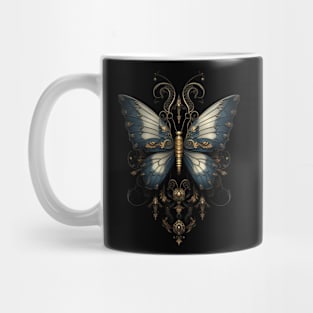 Teal and Ivory Moth Mug